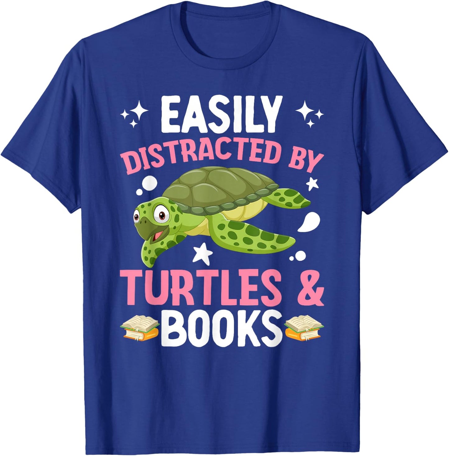 Distracted By Turtles & Books Turtle Lover Books Lover T-Shirt - T-Shirt | Royal