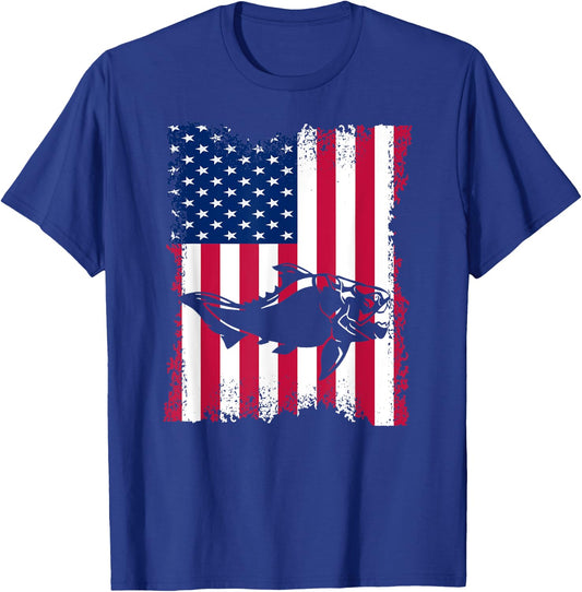 Dunkleosteus Lover Vintage US Flag Dunkleosteus T-Shirt - T-Shirt | Royal