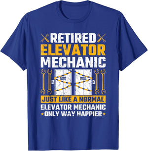 Retired Elevator Mechanic Elevator Technician Inspector T-Shirt - T-Shirt | Royal