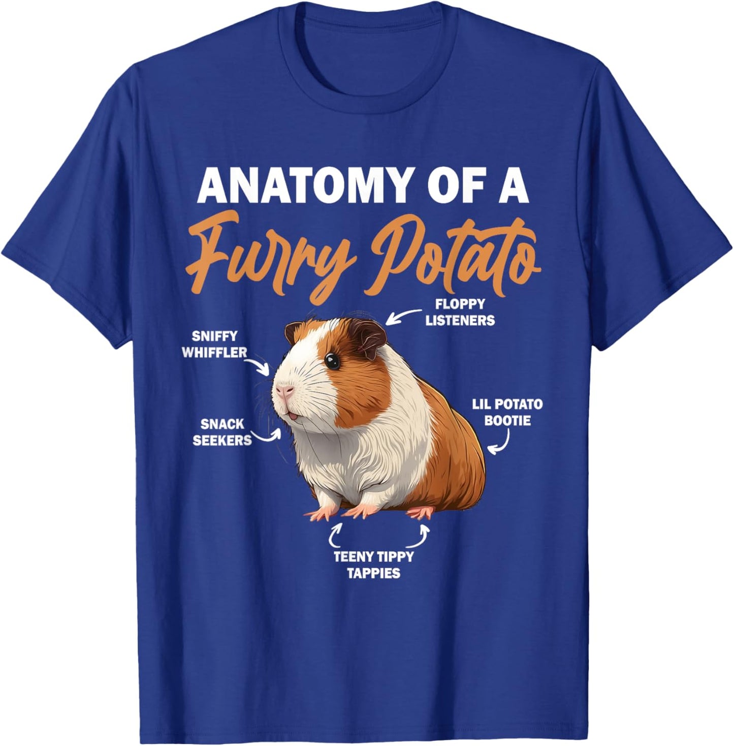 Guinea Pig Shirt Anatomy Of A Furry Potato Guinea Pig Funny T-Shirt - T-Shirt | Royal