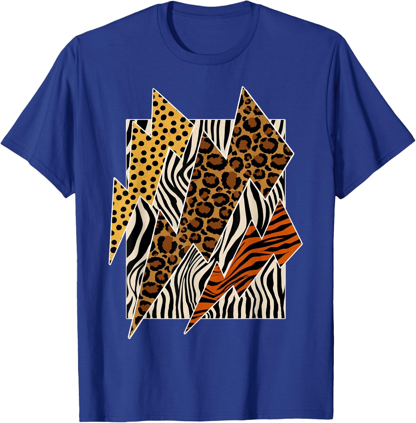 Tiger Leopard Cheetah Zebra Lightning Animal Print T-Shirt - T-Shirt | Royal