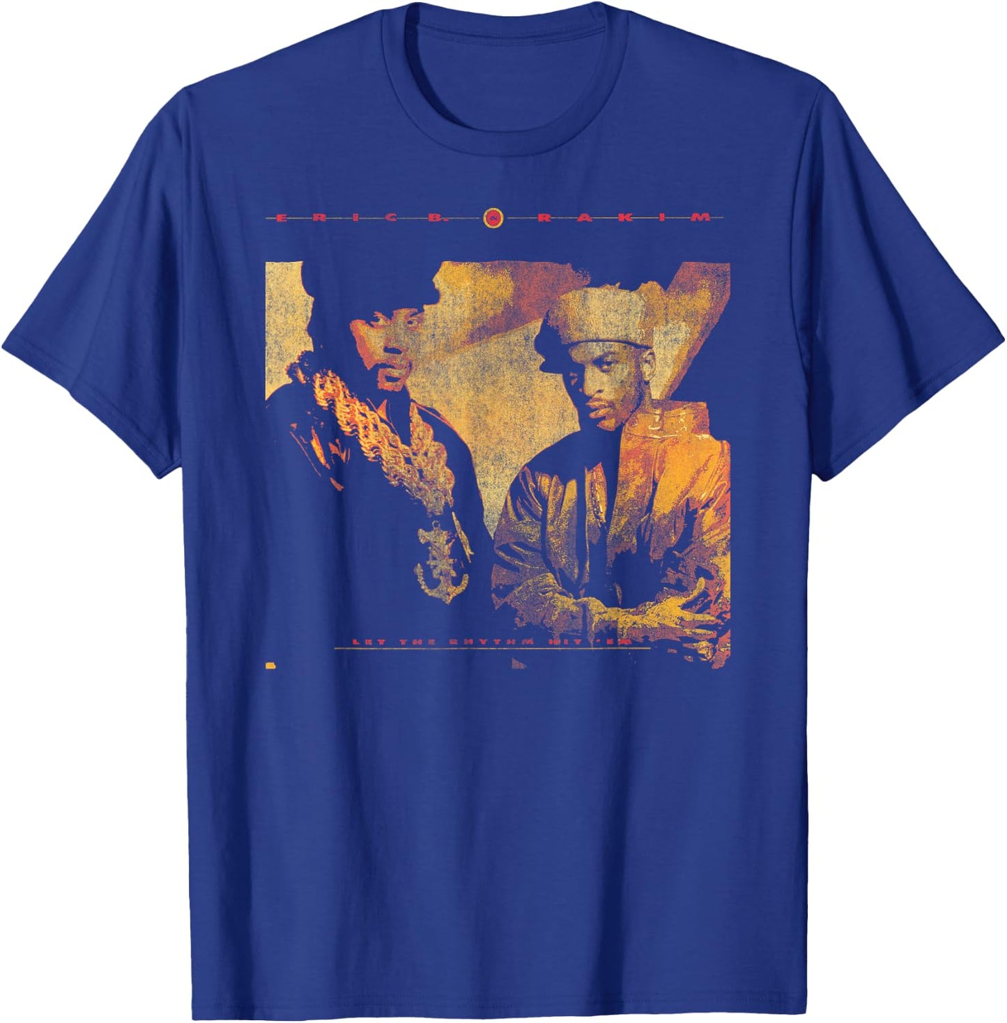 Eric B & Rakim – Let The Rhythm Portrait On Navy T-Shirt - T-Shirt | Royal