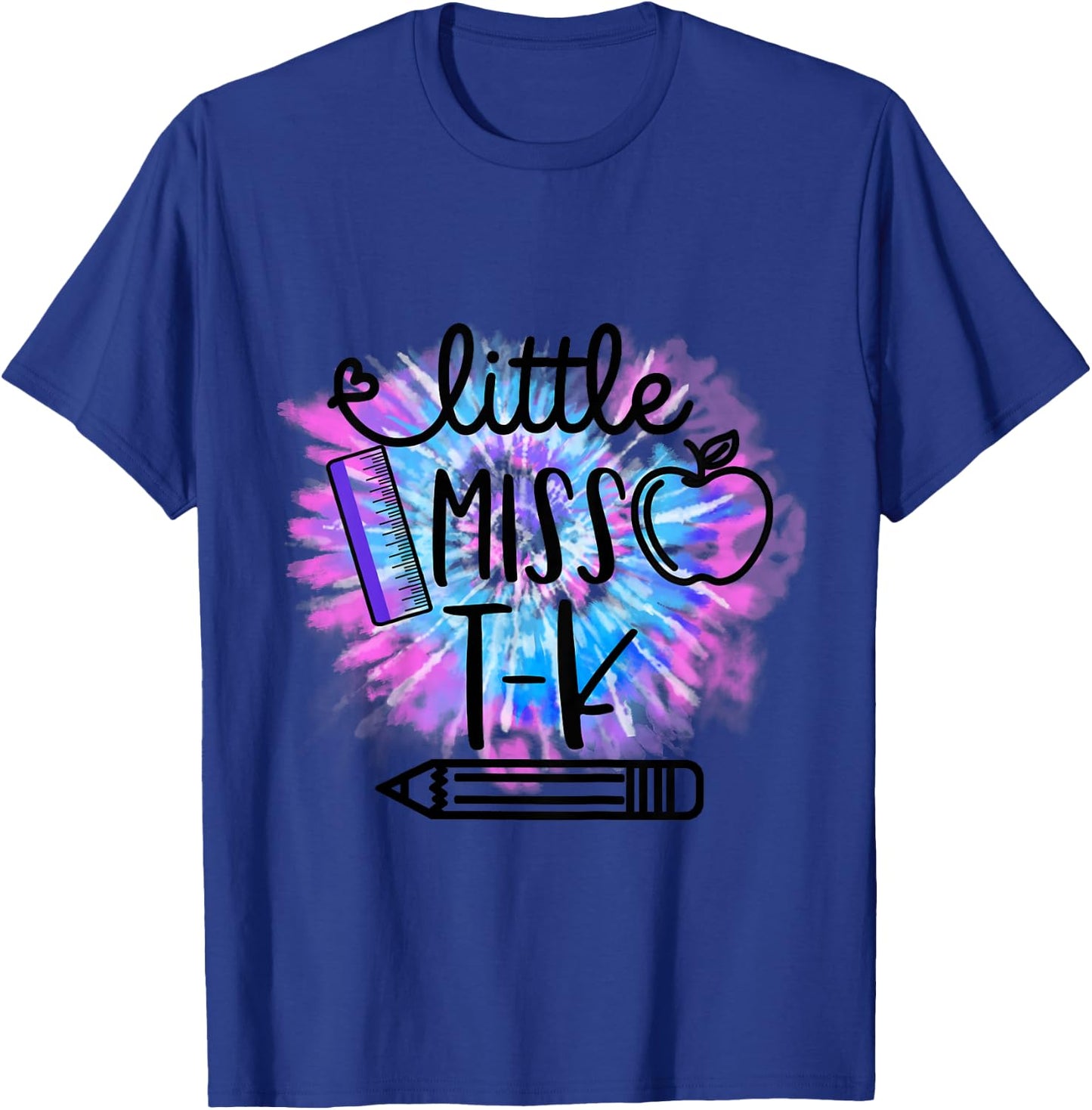 Kids Little Miss T K Toddler Girls Tie Dye First Day of TK T-Shirt - T-Shirt | Royal