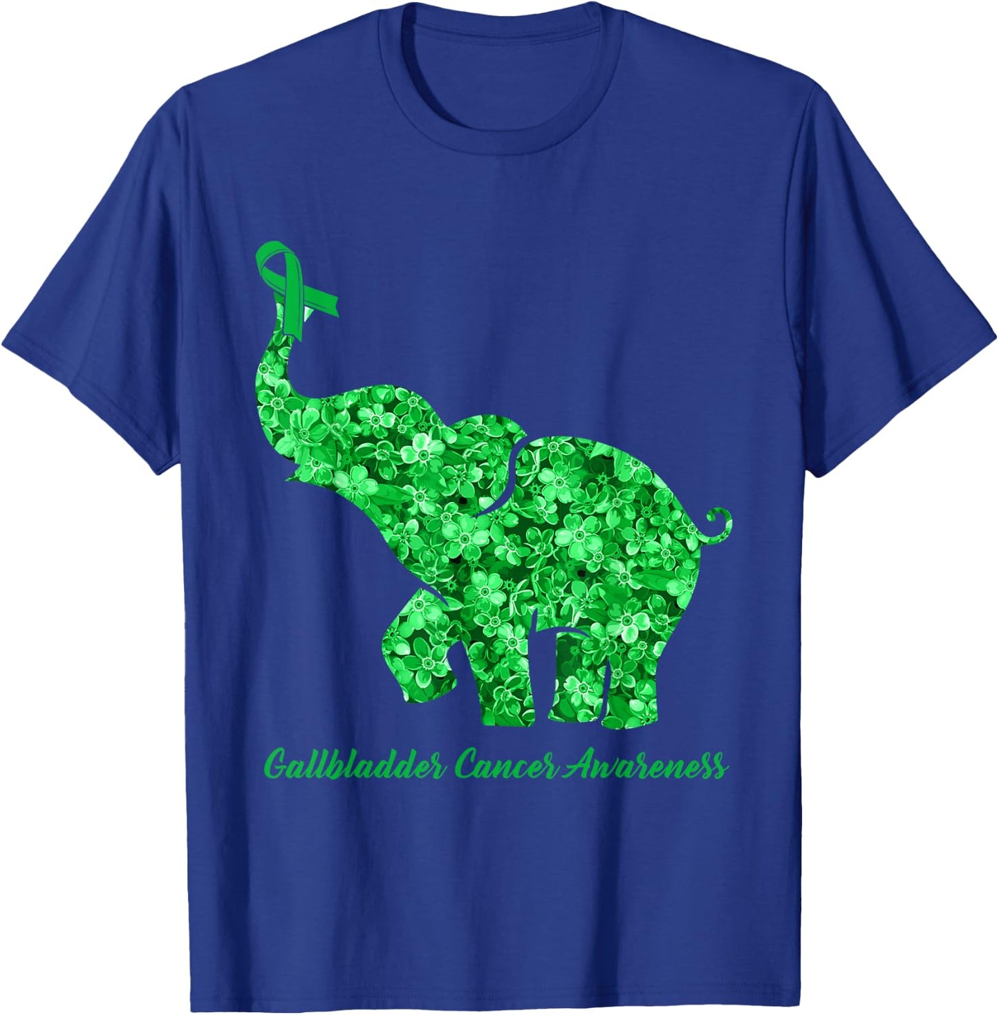 Elephant With Flower Gallbladder Cancer Awareness Ribbon T-Shirt - T-Shirt | Royal