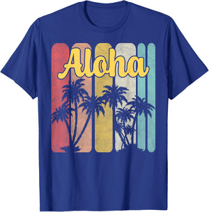 Aloha Hawaii Hawaiian Island Palm Tree Summer Tropical Beach Men Women Girls Kids T-Shirt - T-Shirt | Royal