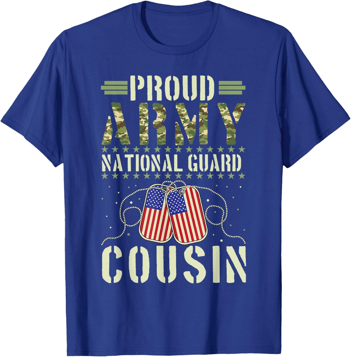 Proud Army National Guard Cousin USA Military Veterans Day T-Shirt - T-Shirt | Royal