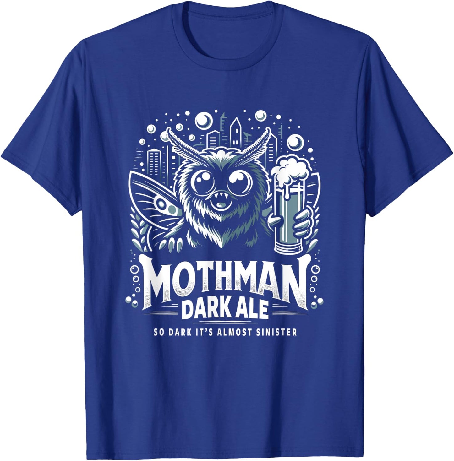 Funny Cryptid Beer Brand Parody Mothman Dark Ale T-Shirt - T-Shirt | Royal
