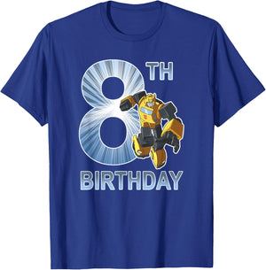 Transformers Bumblebee 8th Birthday Light Shine Fill Poster T-Shirt - T-Shirt | Royal