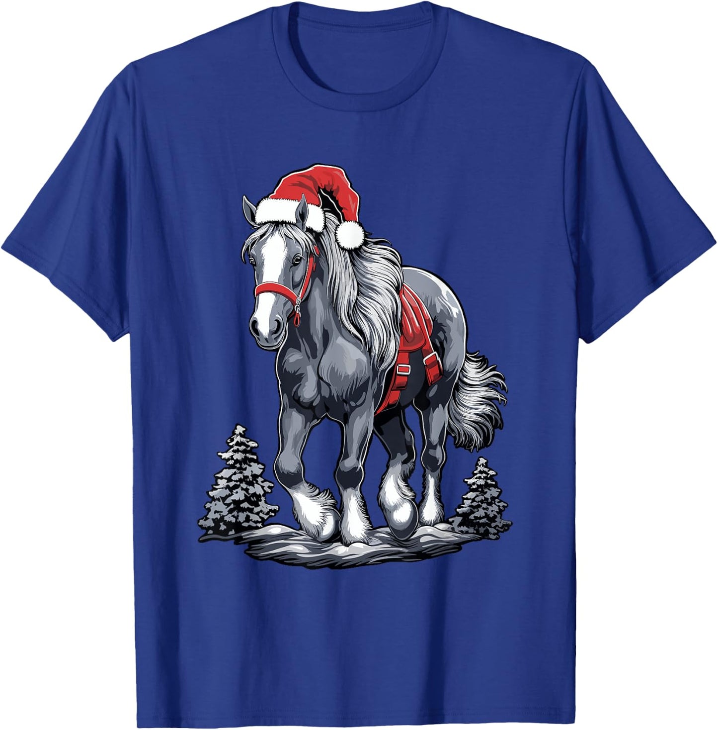 Cute Horse Christmas Santa Hat Xmas Pony Pajama T-Shirt - T-Shirt | Royal