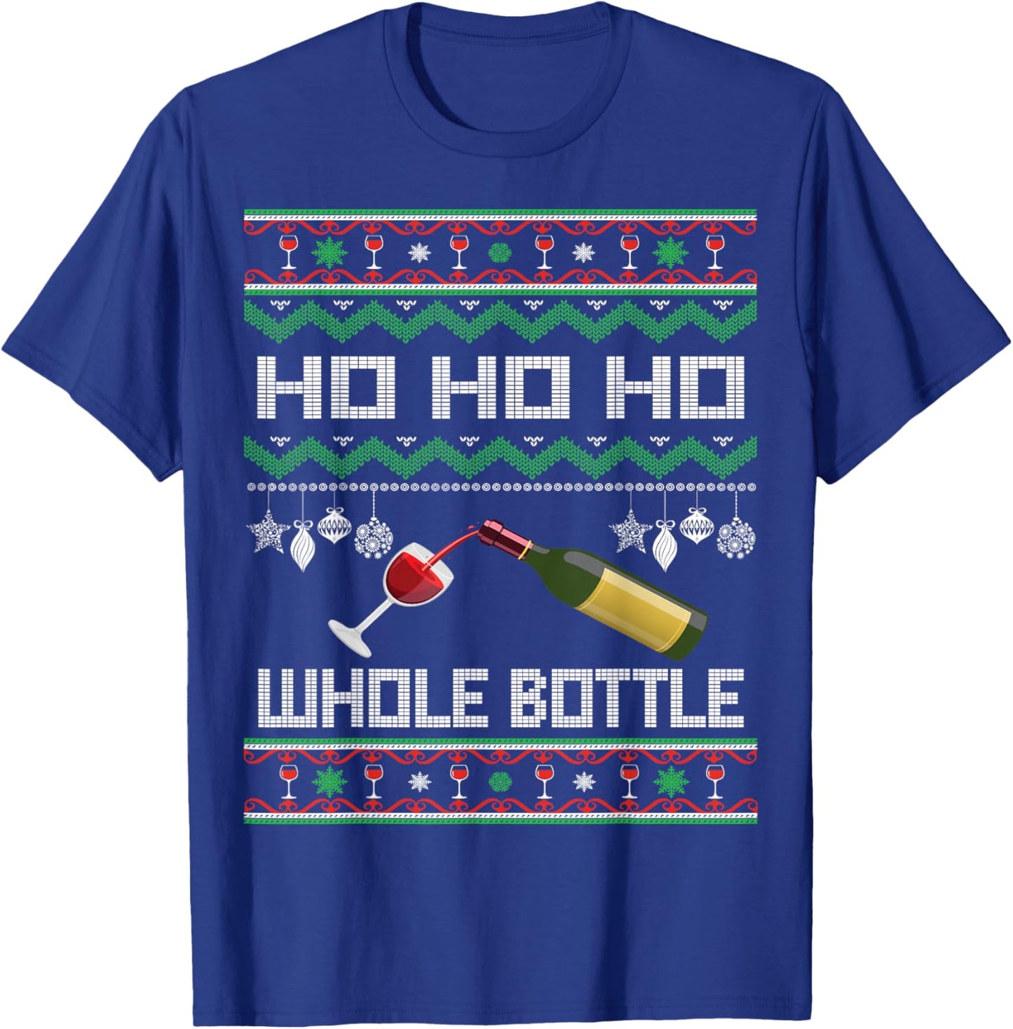 Wine Ugly Christmas Sweater Funny Alcohol Xmas Sweater Gift T-Shirt - T-Shirt | Royal