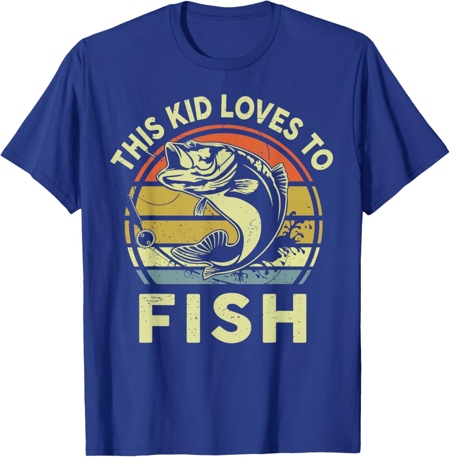 Boy Kids Loves to Fish-Shirt Bass Fishing Gift Funny Fishing T-Shirt - T-Shirt | Royal