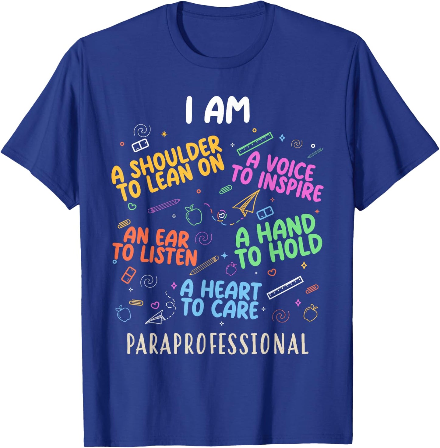 Funny Paraeducator Heart To Care Paraprofessional Teachers T-Shirt - T-Shirt | Royal