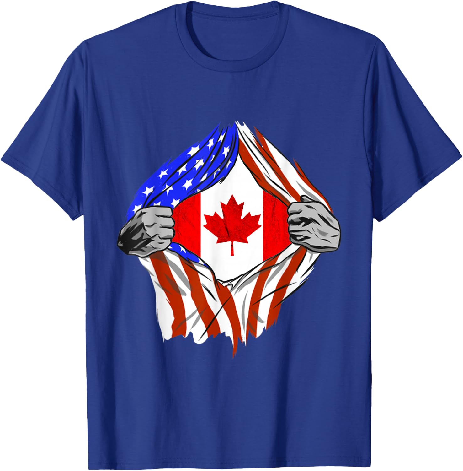 America USA Canadian Flag Chest Canadian Roots Canada T-Shirt - T-Shirt | Royal
