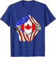 America USA Canadian Flag Chest Canadian Roots Canada T-Shirt - T-Shirt | Royal