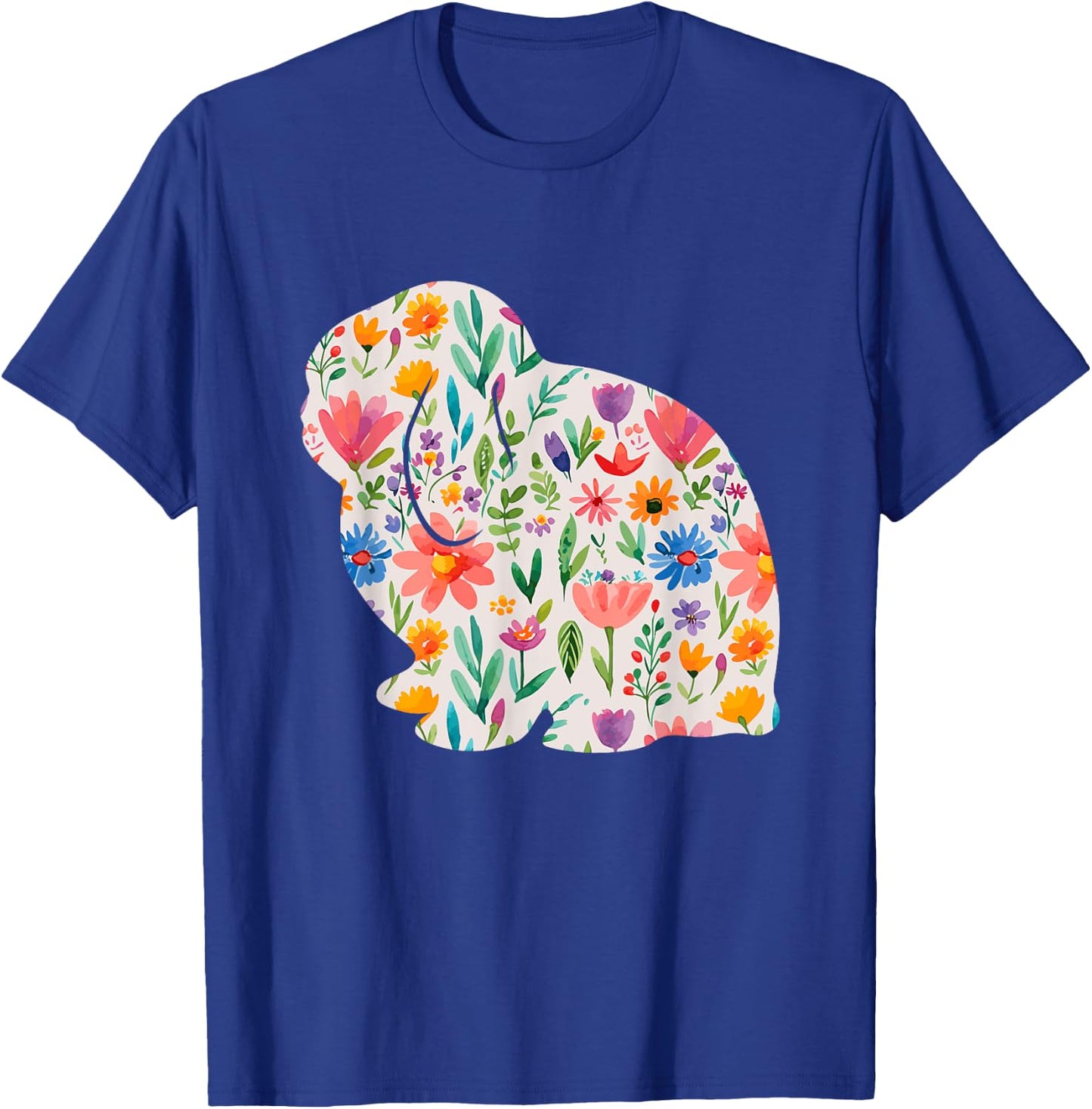 Holland Lop Bunny Rabbit watercolor flowers design T-Shirt - T-Shirt | Royal