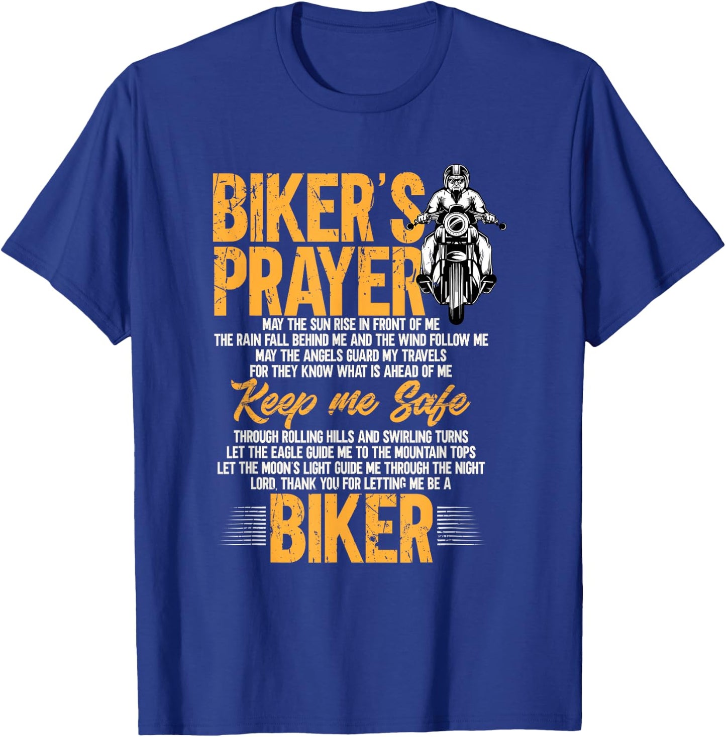 Biker's Prayer Vintage Motorcycle Biker Biking Motorcycling T-Shirt - T-Shirt | Royal