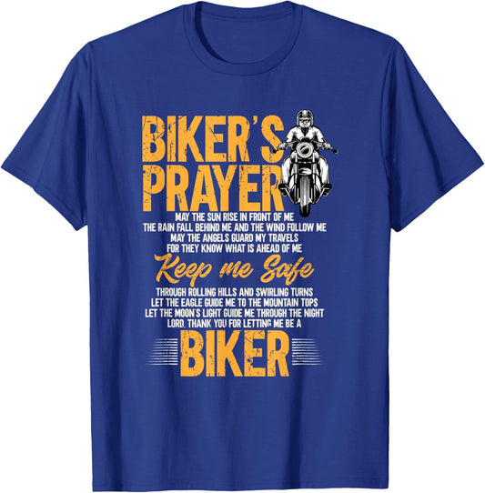 Biker's Prayer Vintage Motorcycle Biker Biking Motorcycling T-Shirt - T-Shirt | Royal