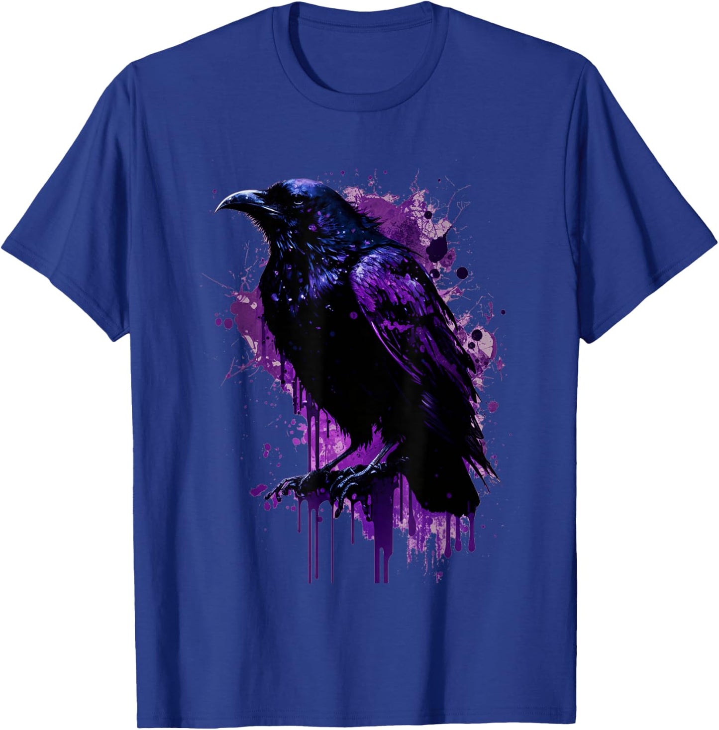 Beautiful Black Crow Raven Bird Purple Stain Men Women T-Shirt - T-Shirt | Royal