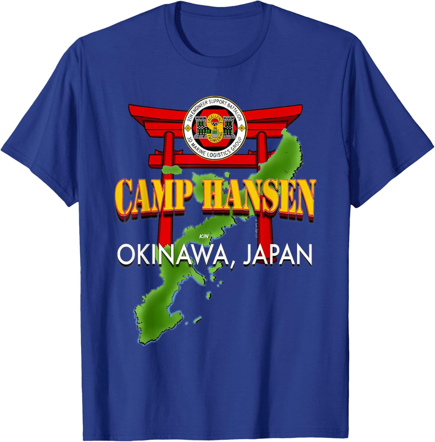 9th Engineer Support Battalion Camp Hansen Okinawa Japan T-Shirt - T-Shirt | Royal