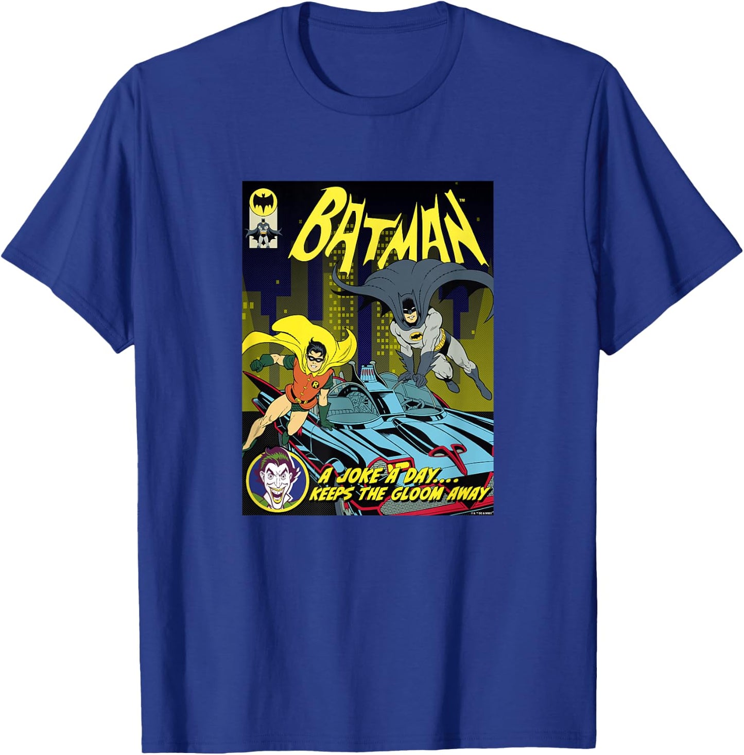 Batman Vintage 60's Batman & Robin Batmobile Comic Cover T-Shirt - T-Shirt | Royal