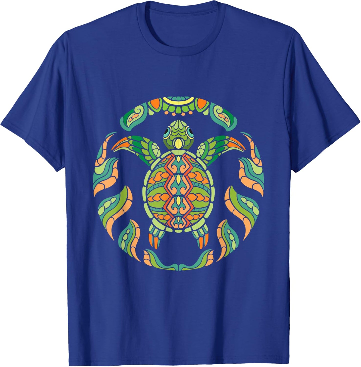 Ethnic Blue Turtle - Hawaiian Tribal Animal Lover Sea Beach Women Kids T-Shirt - T-Shirt | Royal