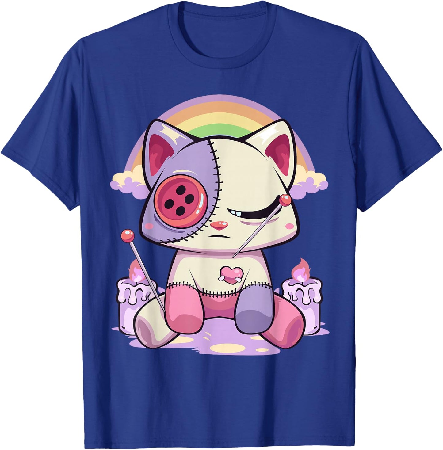 Pastel Goth Kawaii Menhera Sad Creepy Voodoo Doll Cat T-Shirt - T-Shirt | Royal