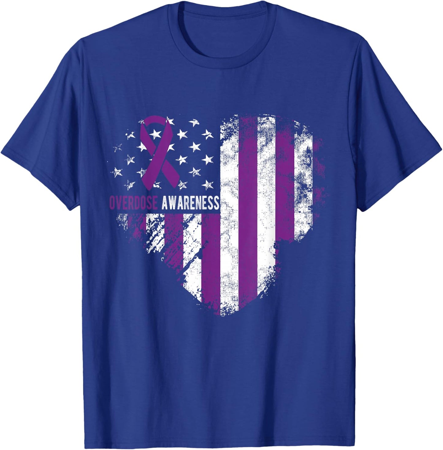Overdose Awareness Purple Ribbon Drug Addiction T-Shirt - T-Shirt | Royal