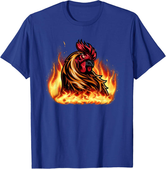 Fire Rooster Chicken Funny Women T-Shirt - T-Shirt | Royal