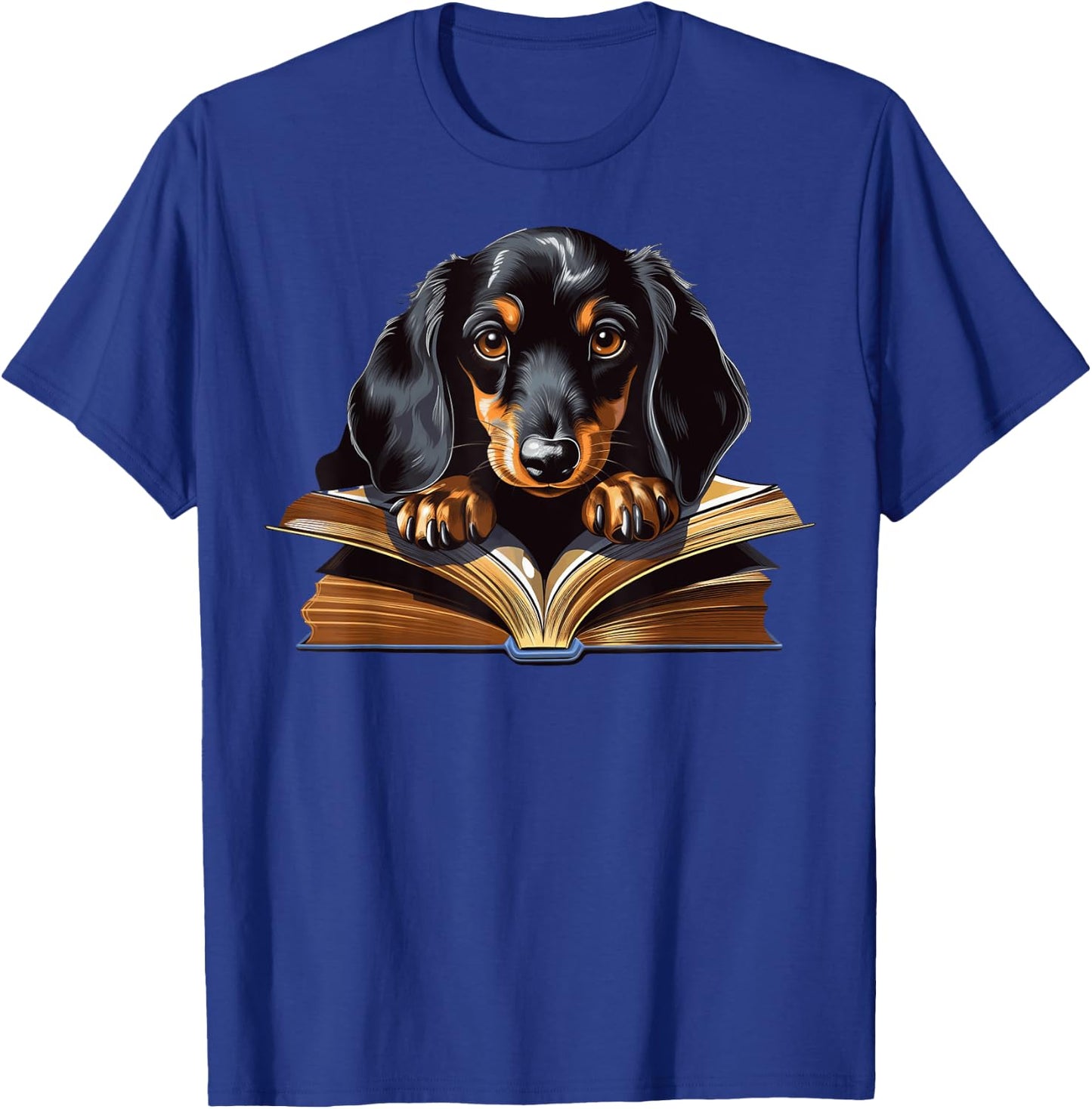 Dachshund Dog Reading Book Men Women Kids T-Shirt - T-Shirt | Royal