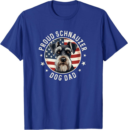 Proud Schnauzer Dad American Flag, Schnauzer Dog Dad T-Shirt - T-Shirt | Royal