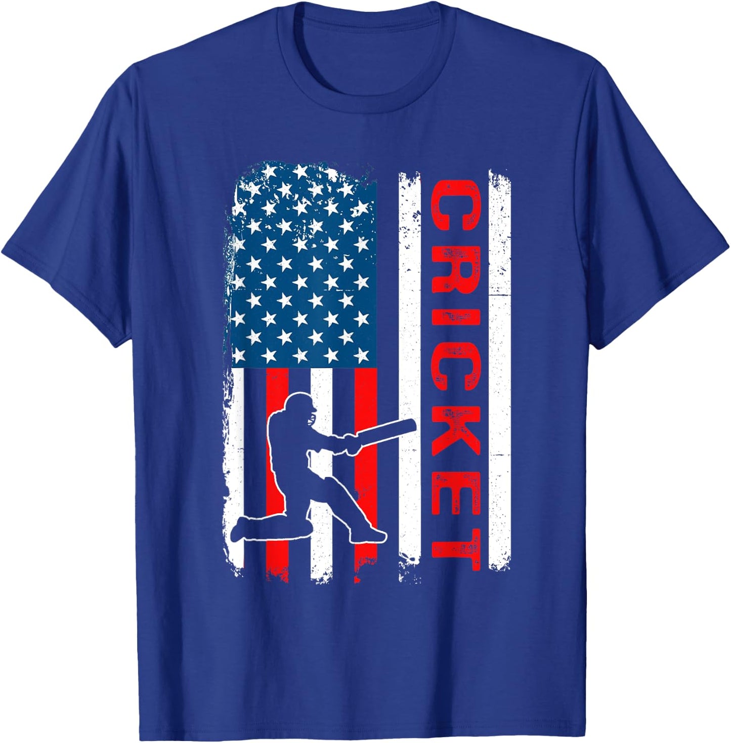 Cricket USA American Flag Cricket Player T-Shirt - T-Shirt | Royal