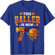 This Baller Is Now 7 Basketball Kids Boys Girls 7th Birthday T-Shirt - T-Shirt | Royal
