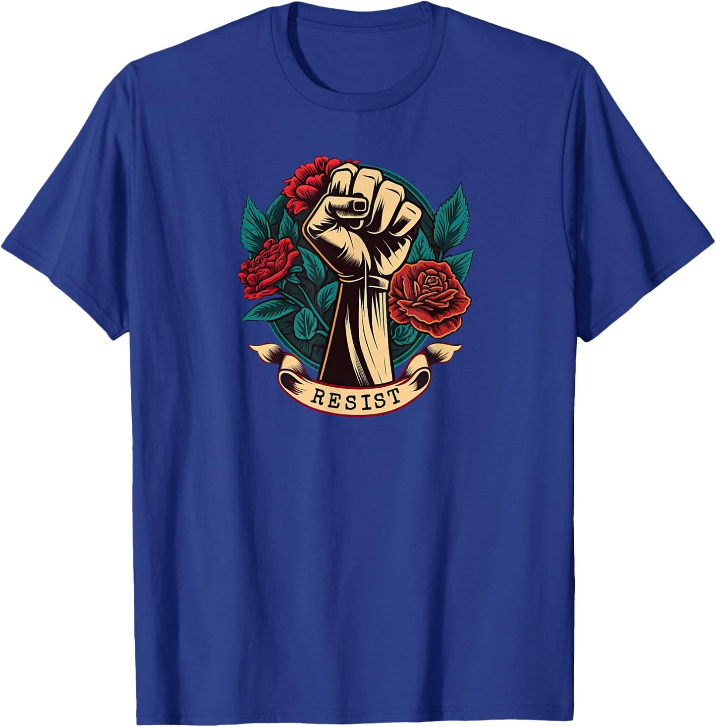 Leftist Democratic Socialist Rose Symbol Liberal Art Resist T-Shirt - T-Shirt | Royal