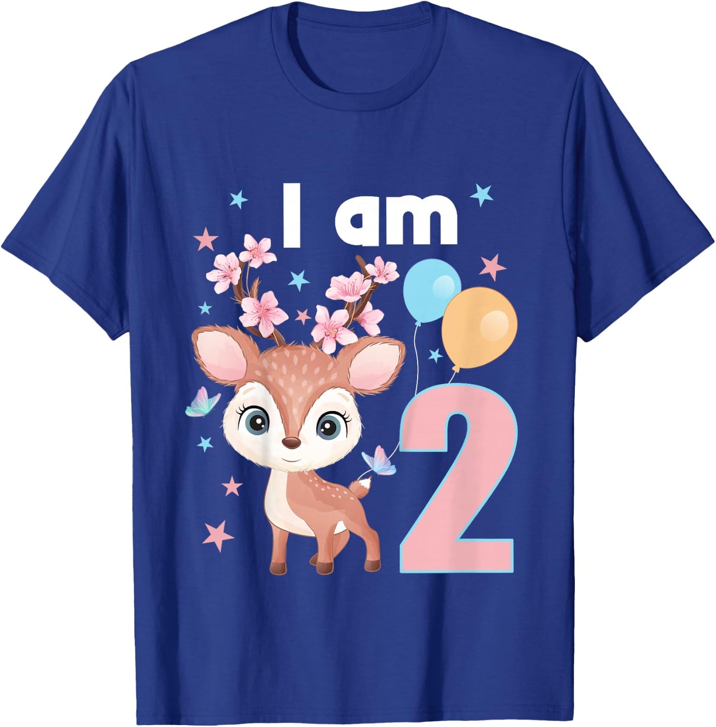 Kids 2 Years old 2 birthday outfit Boy girl Deer T-Shirt - T-Shirt | Royal