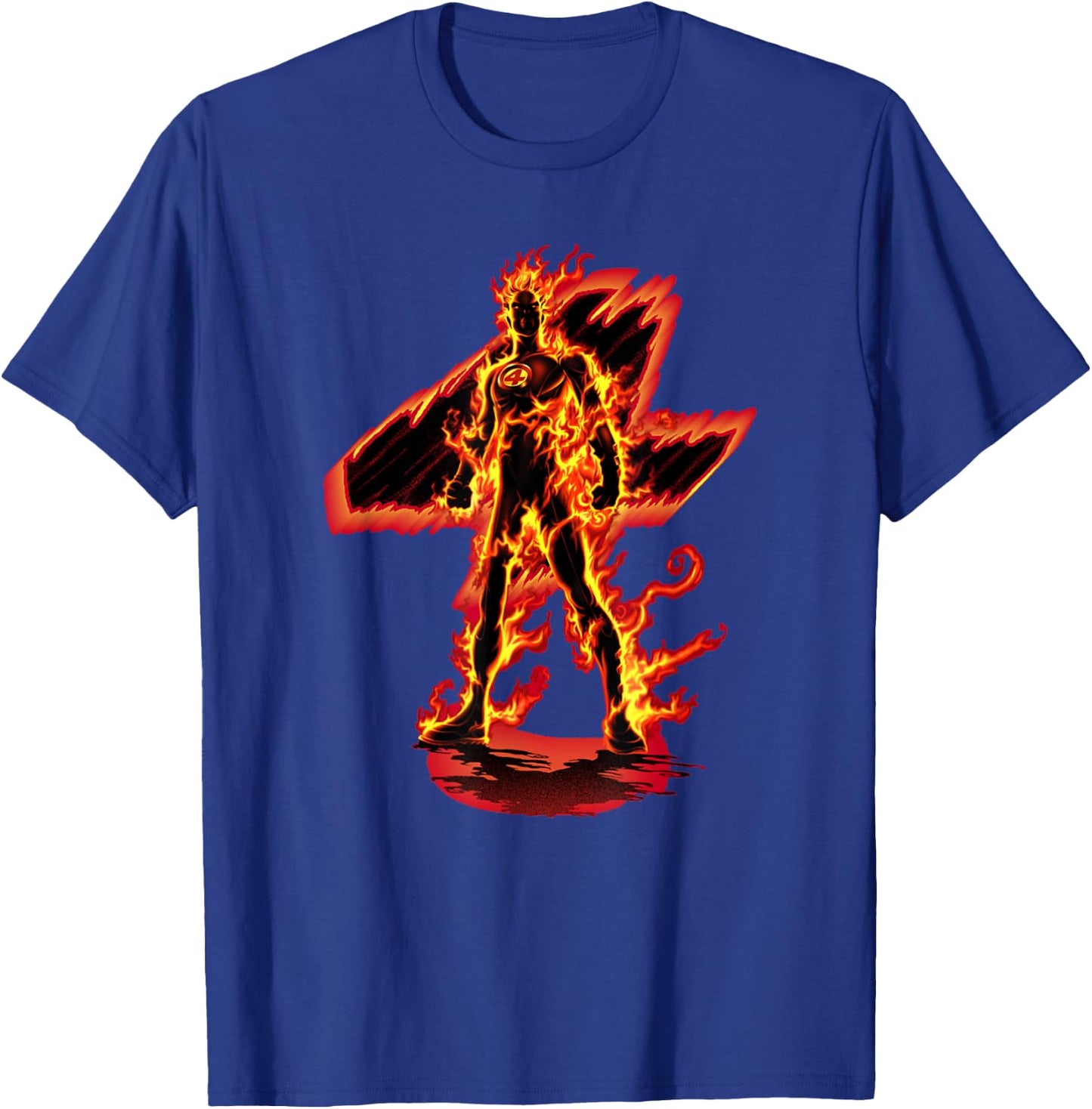 Marvel Fantastic Four Human Torch I Am The Flame! Logo T-Shirt - T-Shirt | Royal
