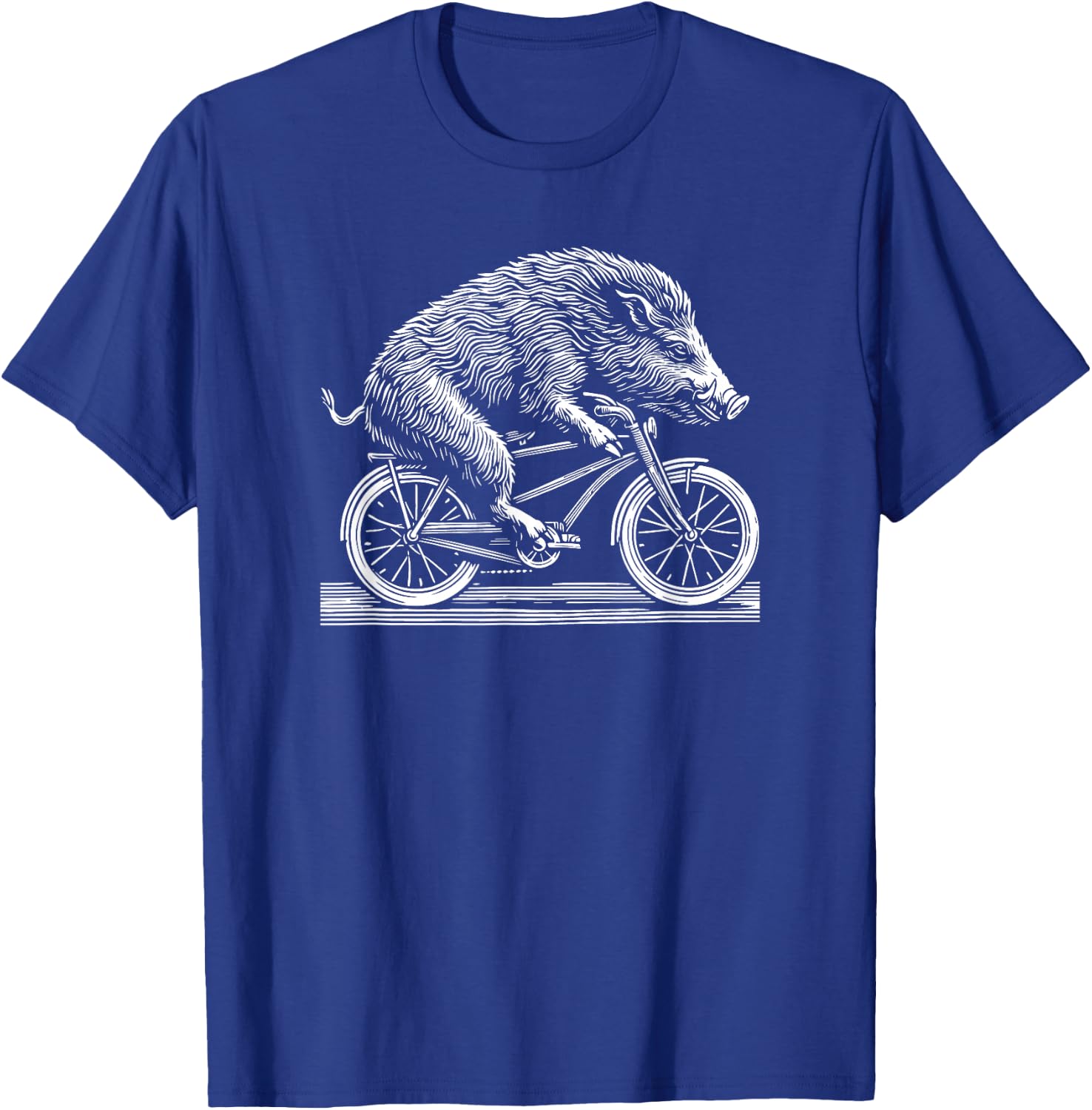 Wild Boar Hog Pig Bicycle Vintage Retro Biker Illustration T-Shirt - T-Shirt | Royal