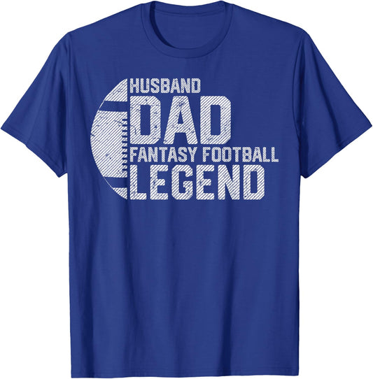 Men Husband Dad Fantasy Football Legend Retro Daddy Sports T-Shirt - T-Shirt | Royal