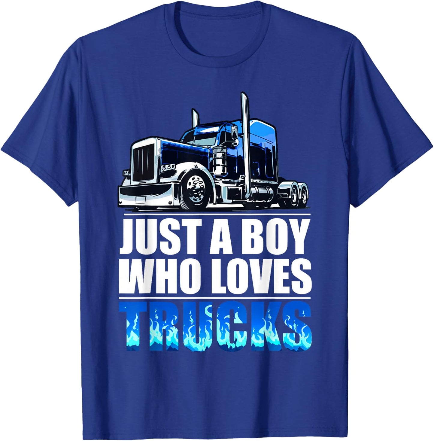 a boy who loves Semi Truck awesome big rig T-Shirt - T-Shirt | Royal