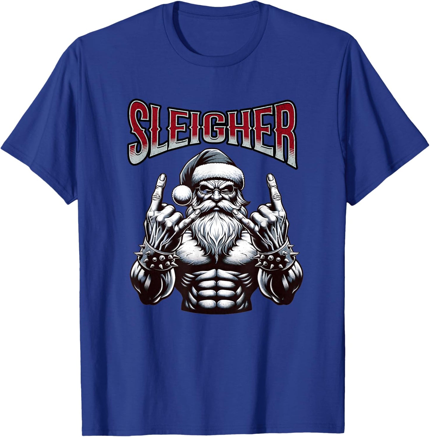 Christmas Sleigher, Metal Santa T-Shirt - T-Shirt | Royal
