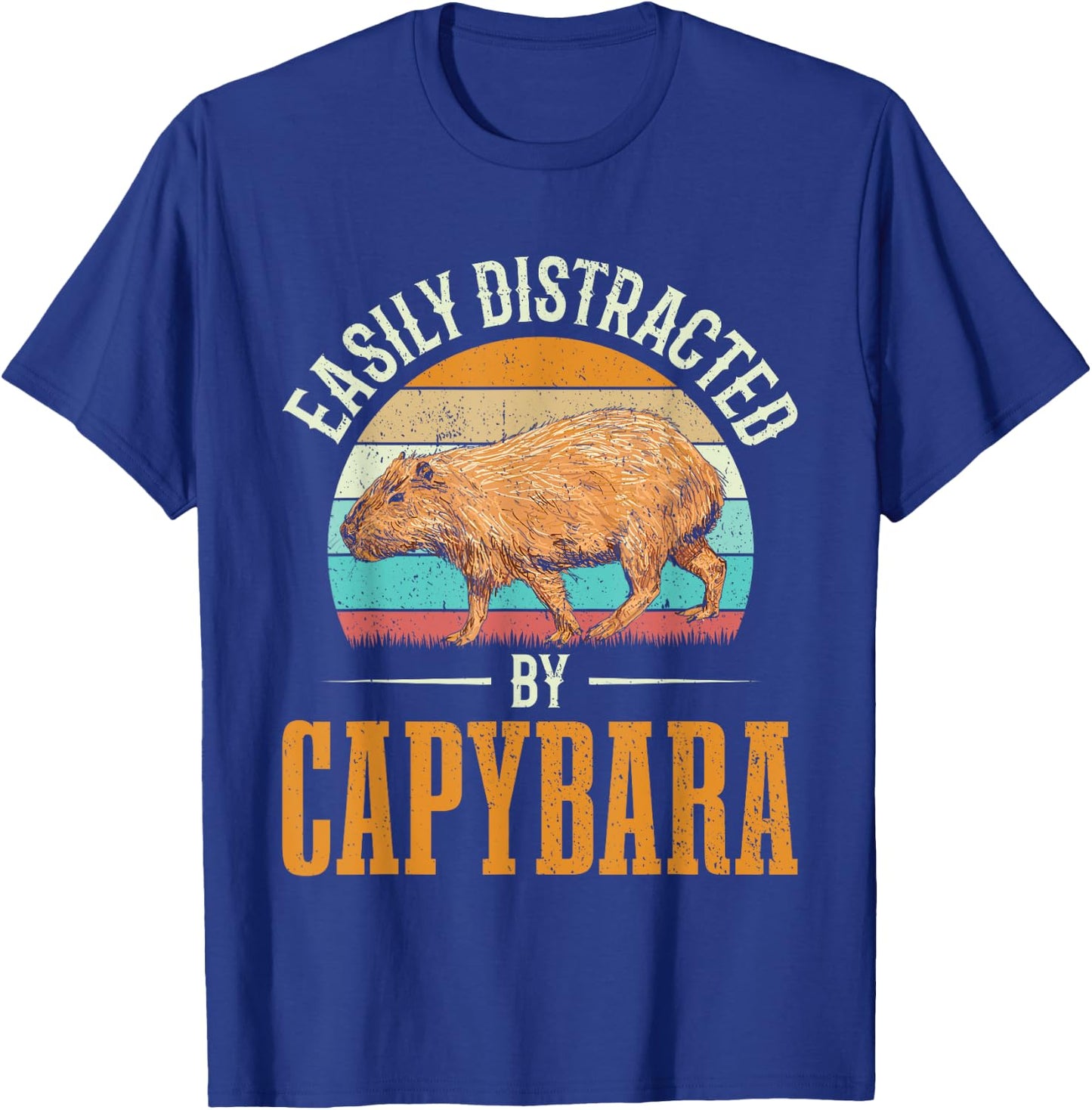 Easily Distracted By Capybara Capybaras Kapibara Funny Gift T-Shirt - T-Shirt | Royal