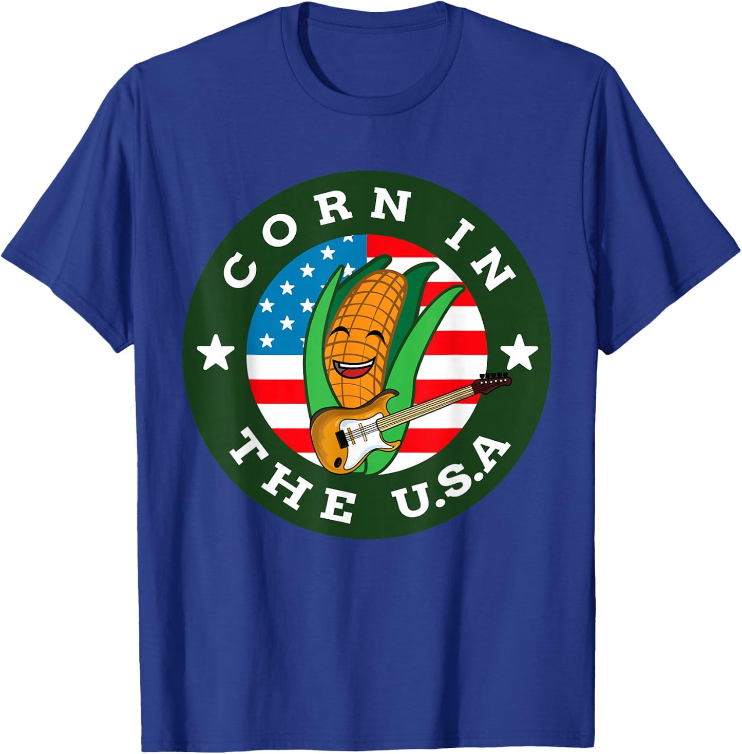 Corn In The USA Pun - American Flag Corncob Joke T-Shirt - T-Shirt | Royal