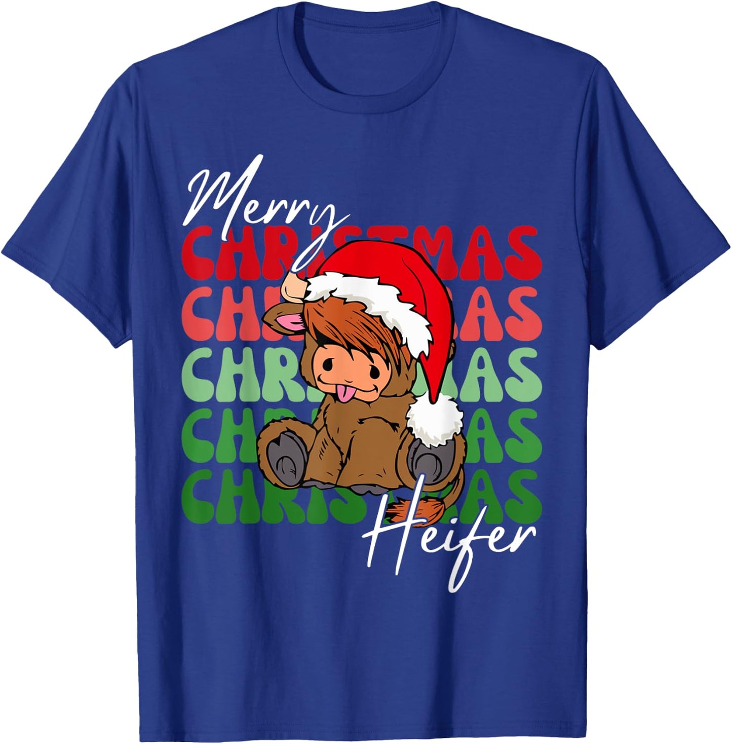 Merry Christmas Heifers Christmas Cow Xmas Farm Animals T-Shirt - T-Shirt | Royal