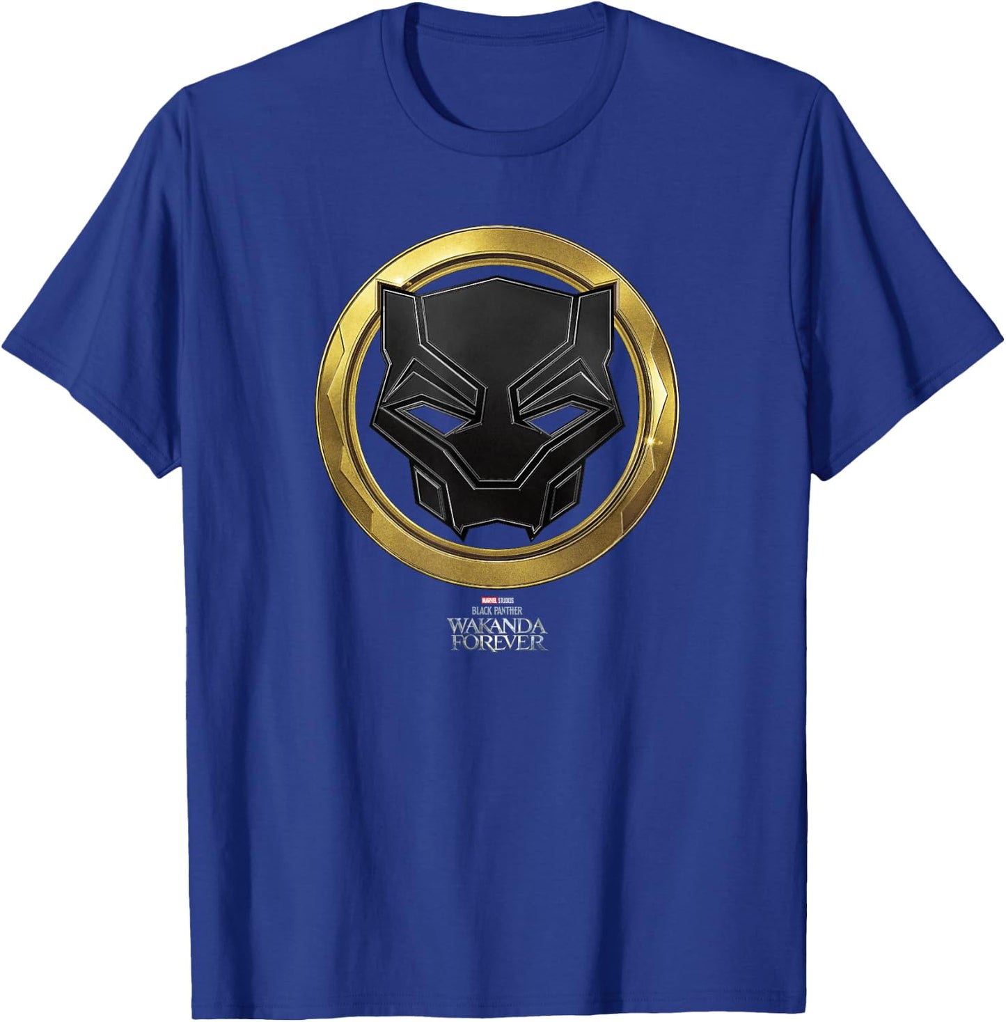 Marvel Black Panther: Wakanda Forever Metal Badge T-Shirt - T-Shirt | Royal