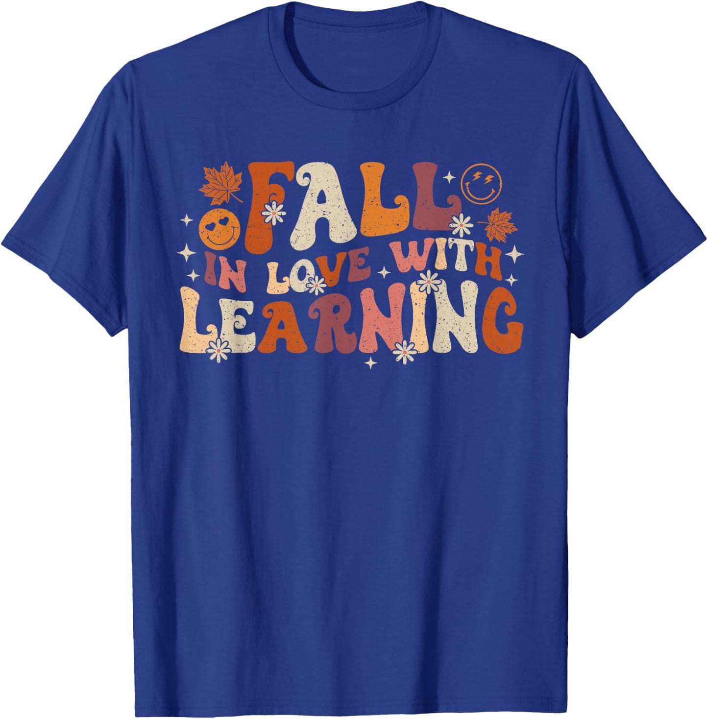 Fall In Love With Learning Autum Thanksgiving Teacher Kids T-Shirt - T-Shirt | Royal