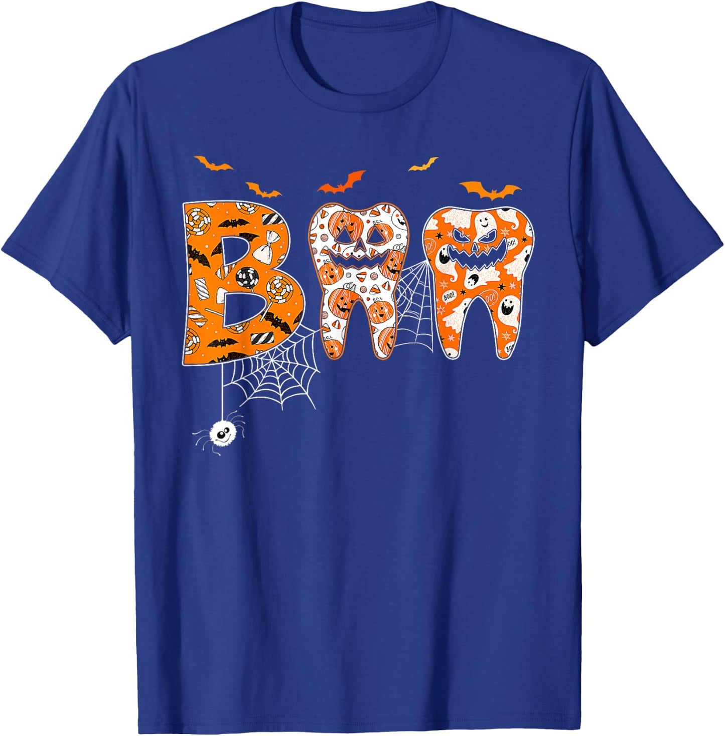 Boo Teeth Pumpkin Dentist Dental Hygienist Halloween T-Shirt - T-Shirt | Royal