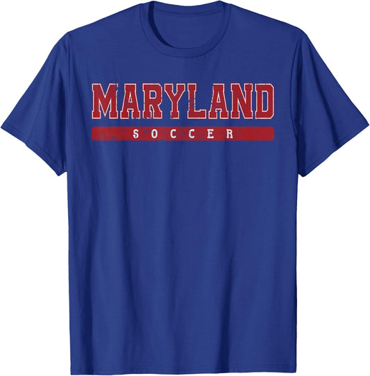 Maryland Soccer Red Vintage Text T-Shirt - T-Shirt | Royal