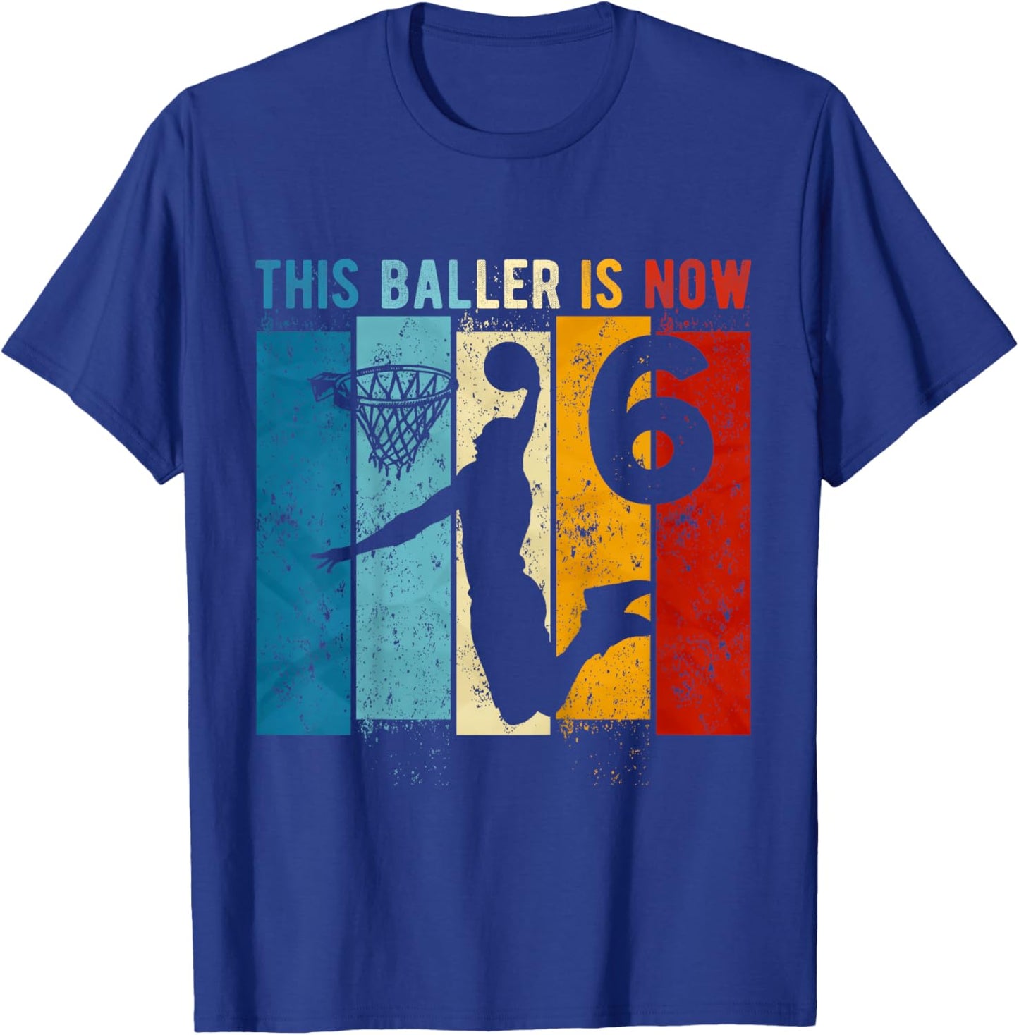 Kids 6 Year Old Basketball 6th Birthday Boy T-Shirt - T-Shirt | Royal