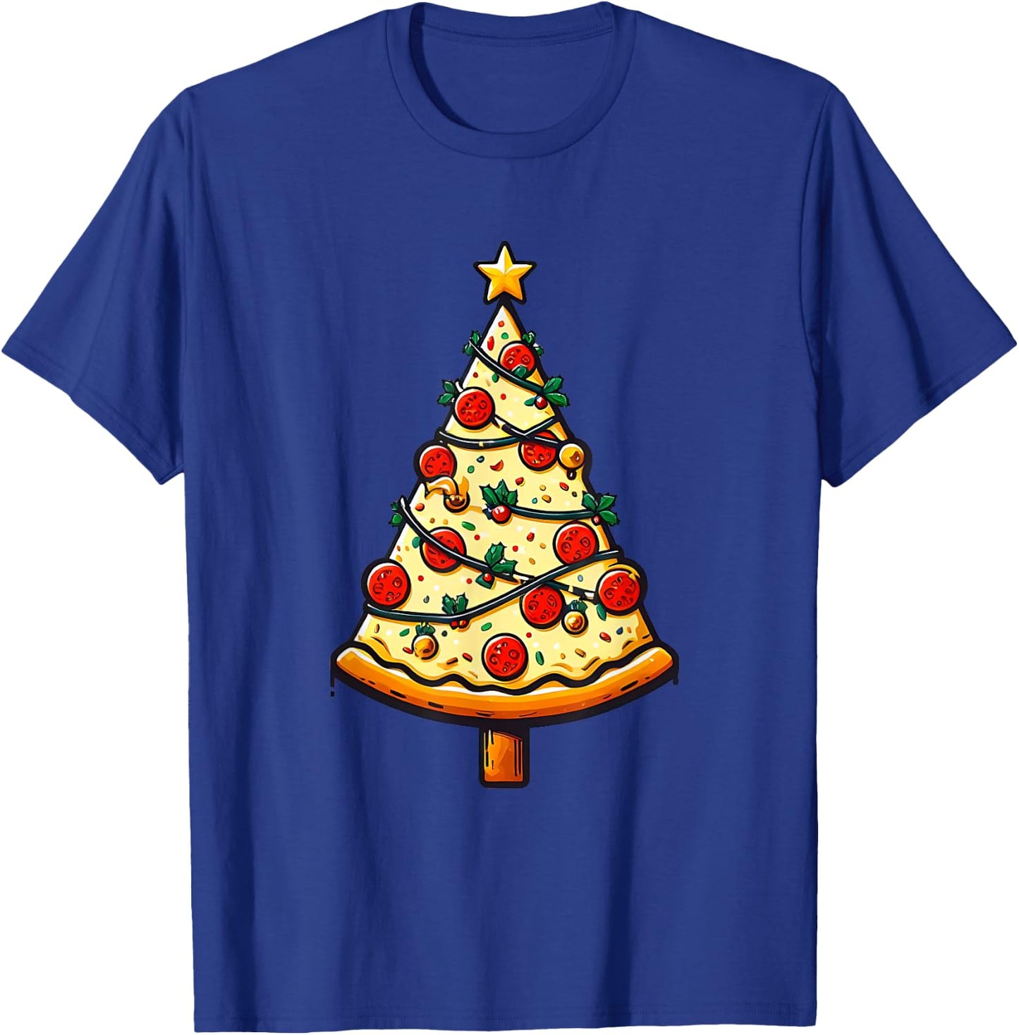 Pizza Christmas Tree T-Shirt - T-Shirt | Royal