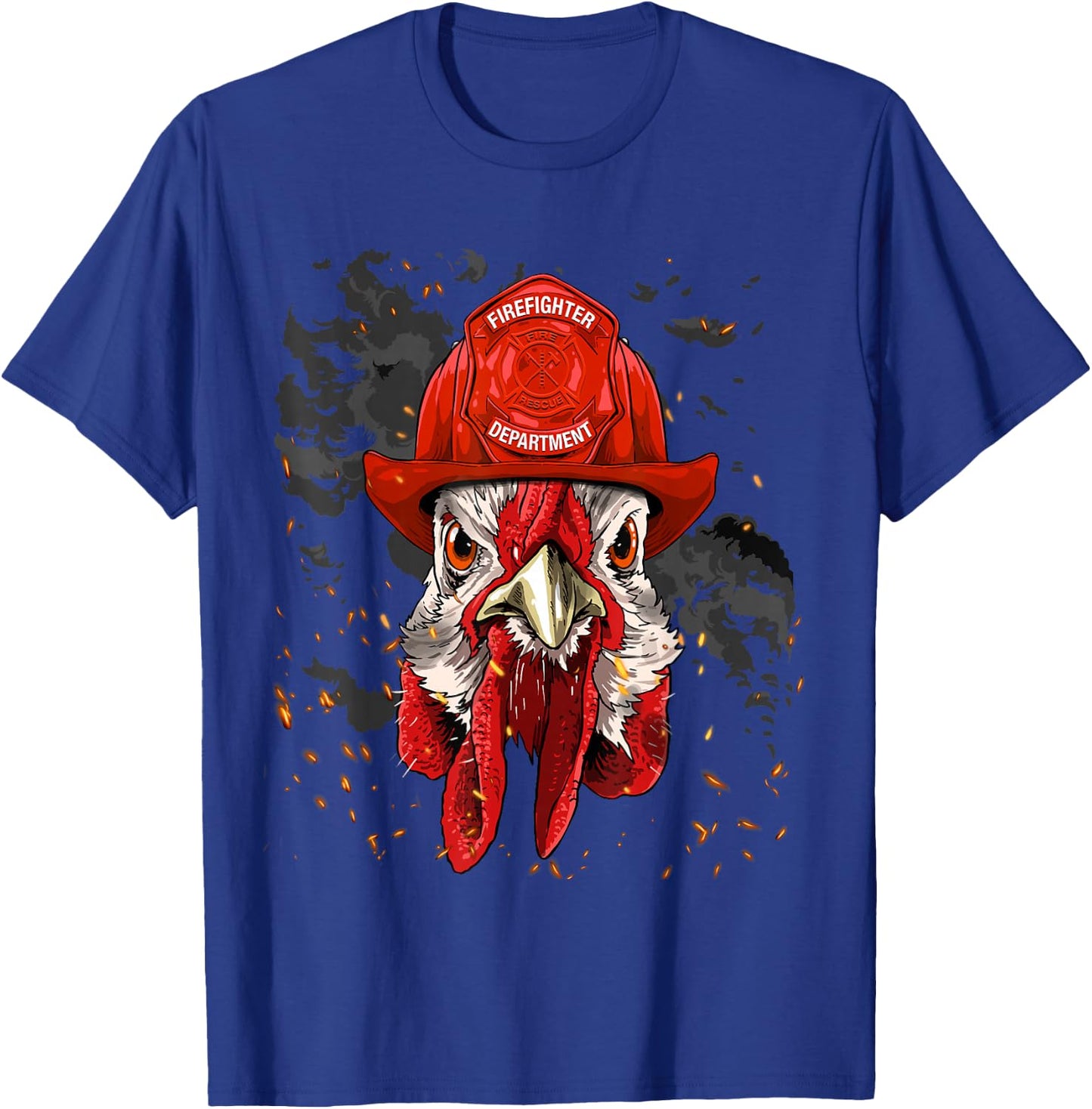 Firefighter Chicken Fire Department Fireman Chicken Lover T-Shirt - T-Shirt | Royal
