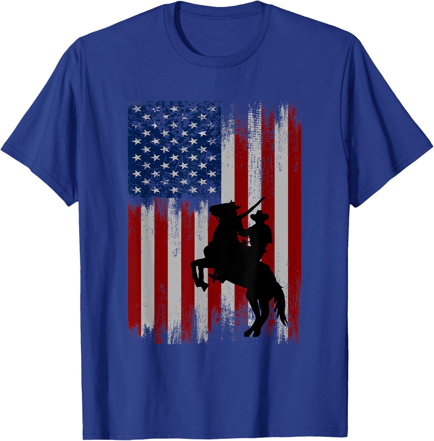 vintage usa american flag cowboy Rodeo Roping Horse Riding T-Shirt - T-Shirt | Royal